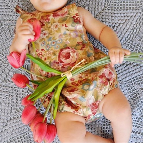 Handmade Floral & Lace Baby Romper - Picture 2 of 3